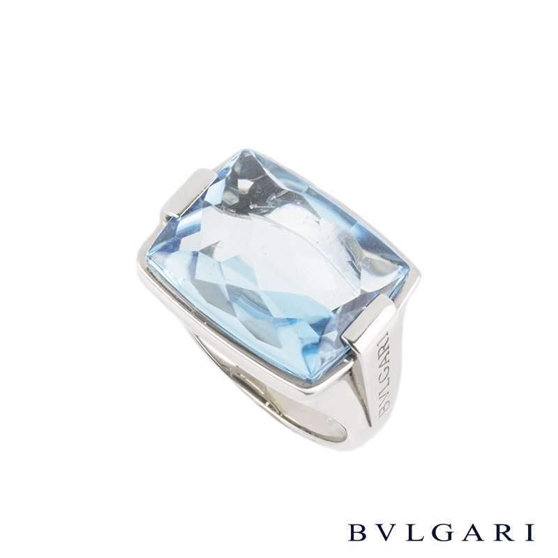 Cabochon Blue Topaz Cocktail Ring 